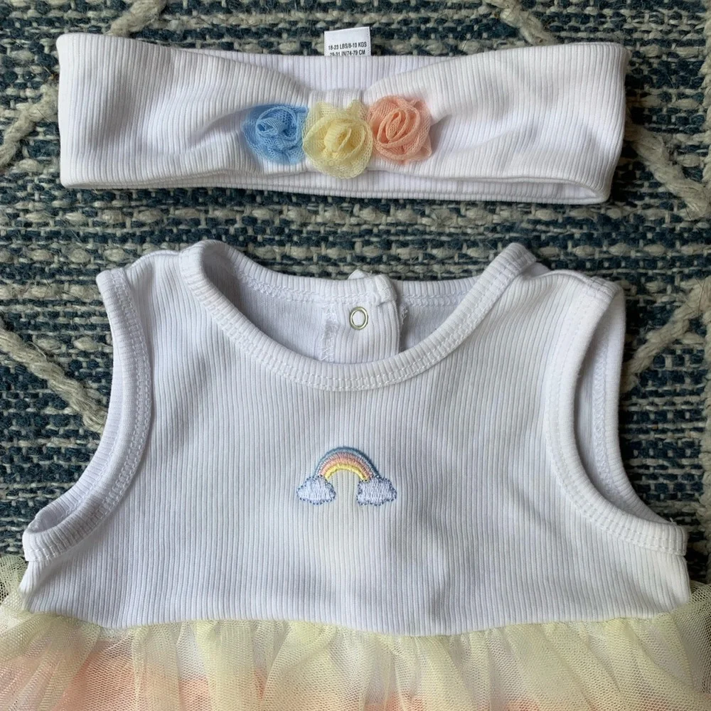 Little Me Rainbow Dress with Headband - Picture 2 of 7
